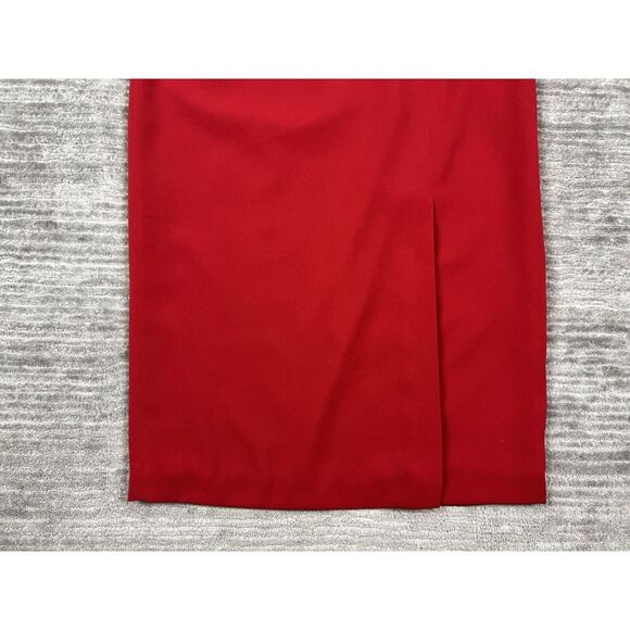Worthington Skirt Womens 6P Red Lined Long Polyester Career Slit - Picture 3 of 12